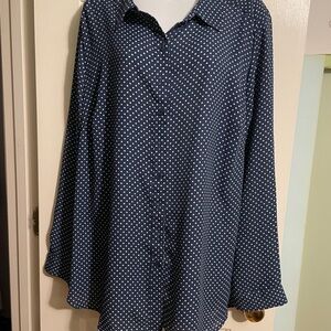 Fred David Blue and White Polka Dot Blouse